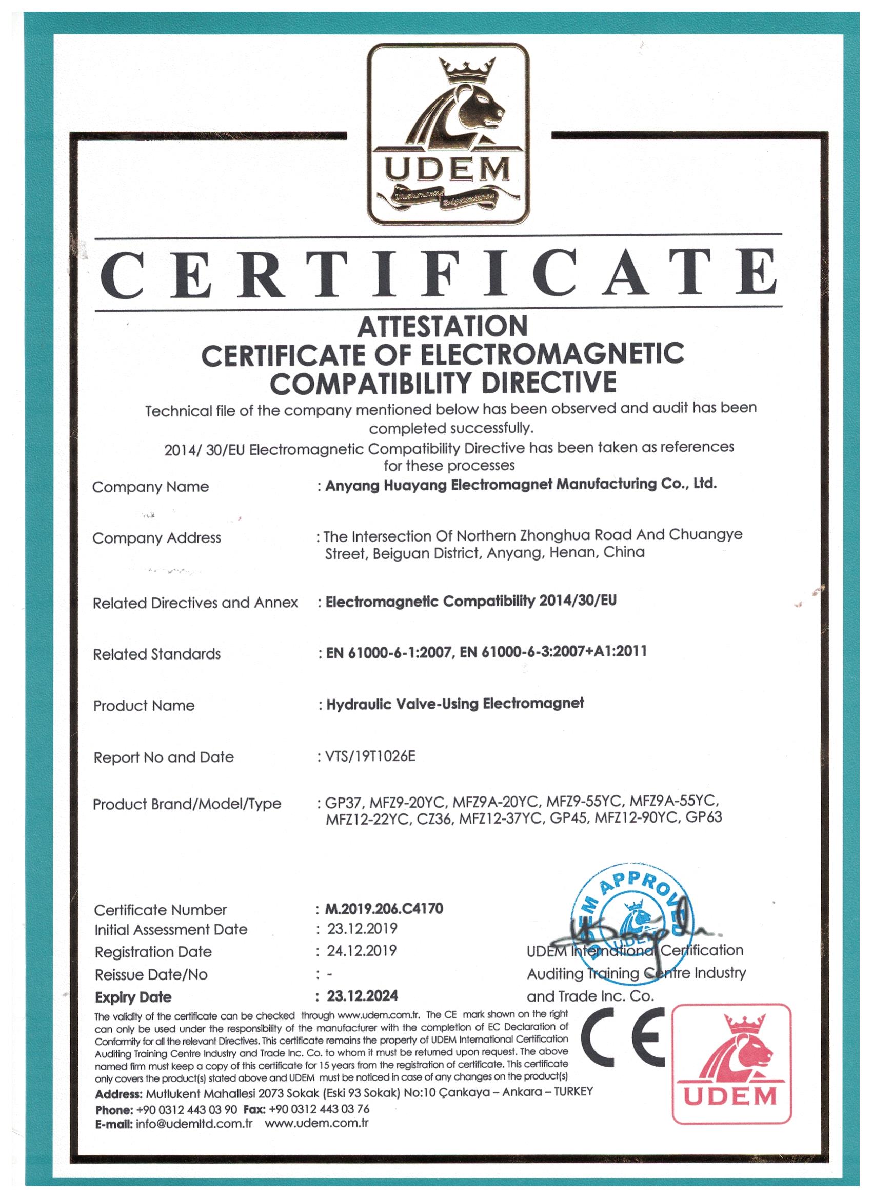 CE EU quality and safety certification