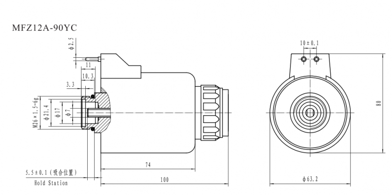 MFZ12-90YC Solenoid for screw connected valve