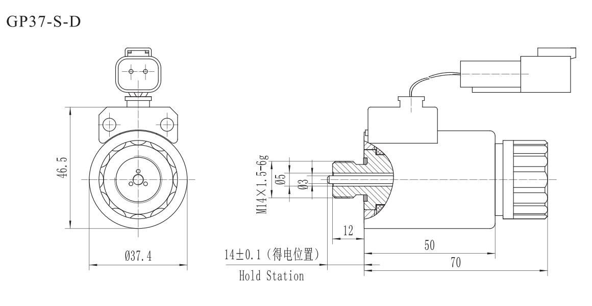 GP37-S-D Electromagnet for threaded proportional valve