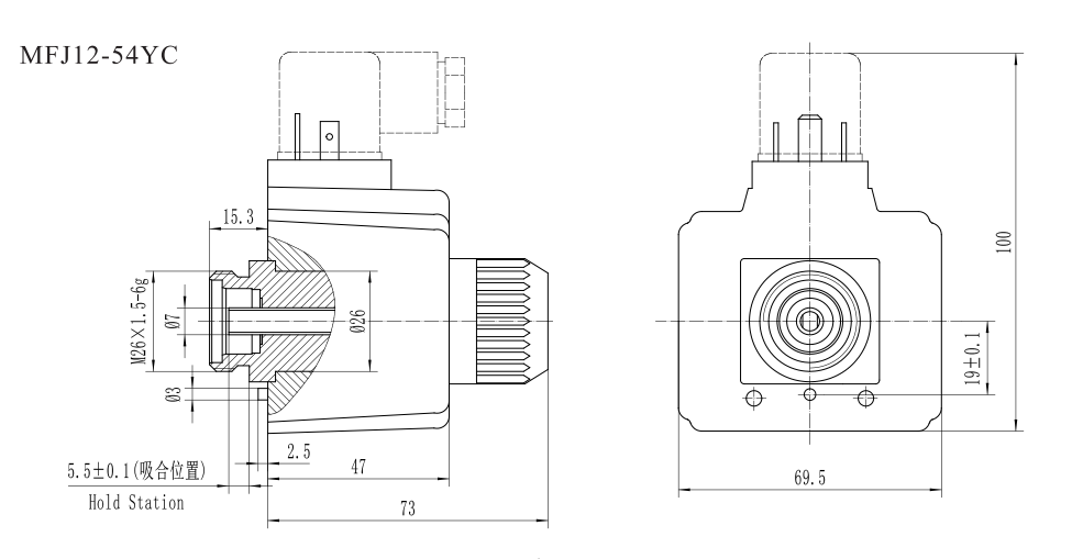 MFJ12-54YC Solenoid for screw connected valve