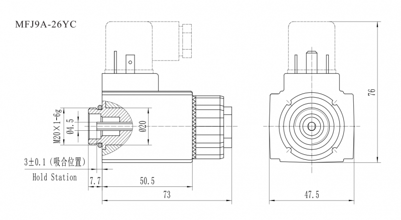 MFJ9A-26YC Solenoid for screw connected valve