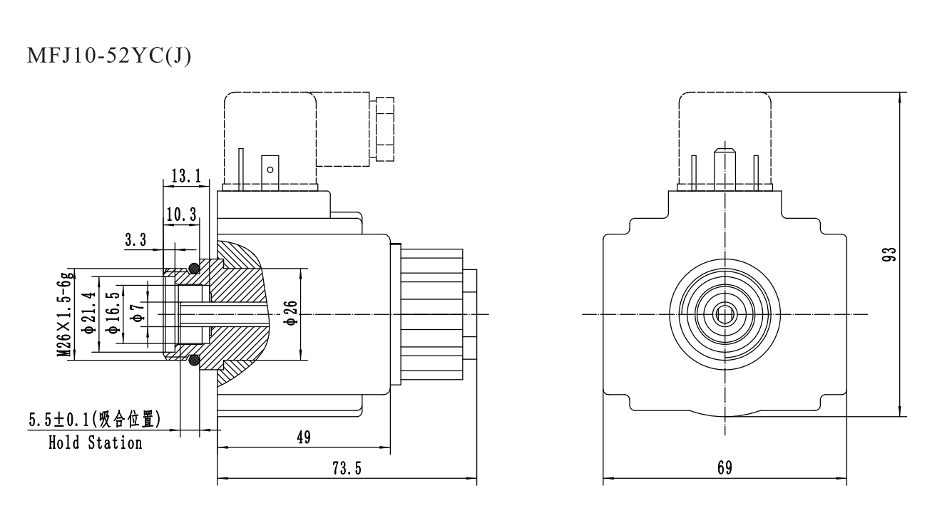 MFJ10 Electromagnet for Taiwan series threaded valve