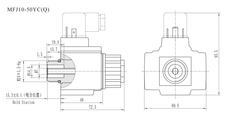 MFJ10-28YC Solenoid for threaded valve