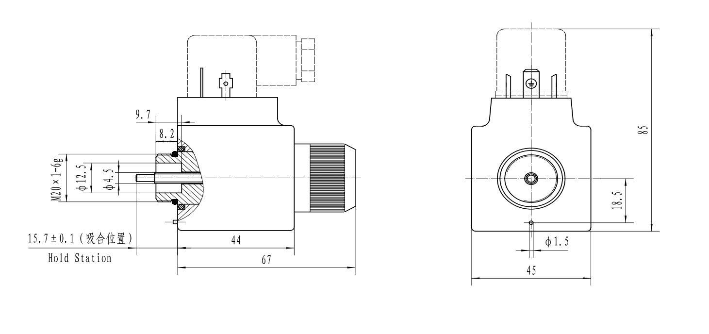MFJ12-27YC(K)Electromagnet for low power threaded DC valve