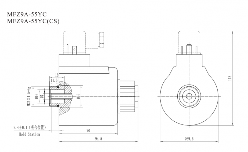 MFZ9A-20YC(SG) Oil research Solenoid for screw connected valve